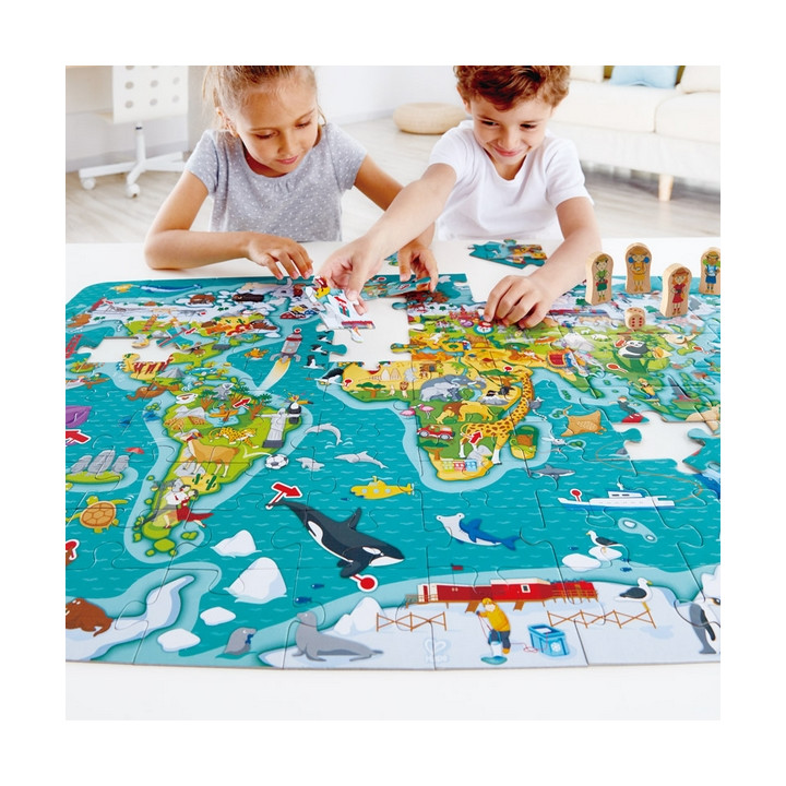Hape Dětské puzzle - Mapa světa 2 v 1