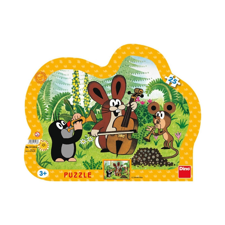 Puzzle deskové Krtek muzikant kontura 25 dílků
