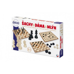 Šachy a dáma dřevo společenská hra