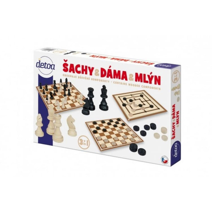 Šachy a dáma dřevo společenská hra