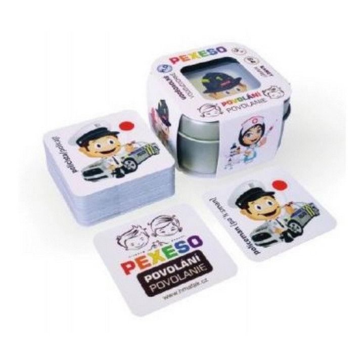 Hmaťák Pexeso povolání voděodolné 64 karet v plechové krabičce 6x6x4cm Hmaťák