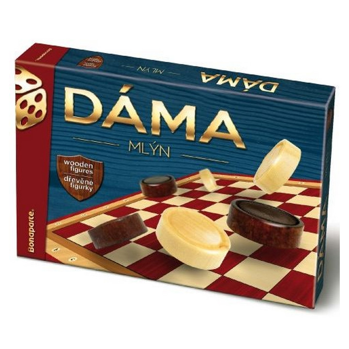 Dáma + mlýn společenská hra v krabici 33x23x4cm