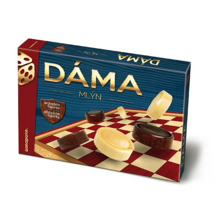 Dáma + mlýn společenská hra v krabici 33x23x4cm