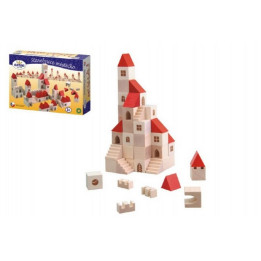 Stavebnice kostky 2,5cm dřevo městečko 100 dílků v krabici 29x19x6cm