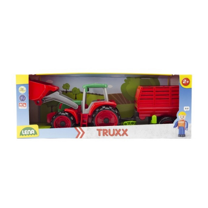 Lena 4428 Truxx Traktor nakladač s přívěsem na seno s figurkou