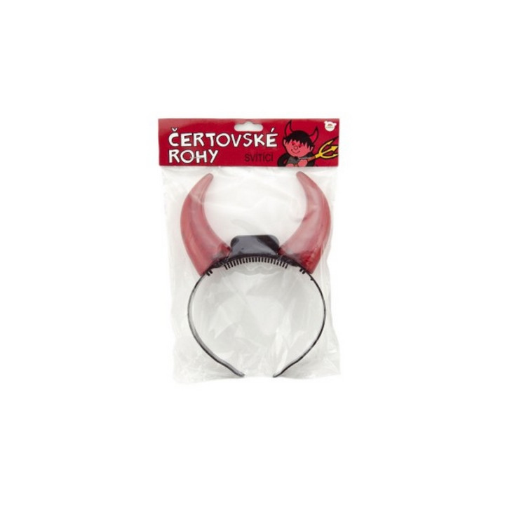 Rohy čertovské svítící plast 15cm na baterie v sáčku