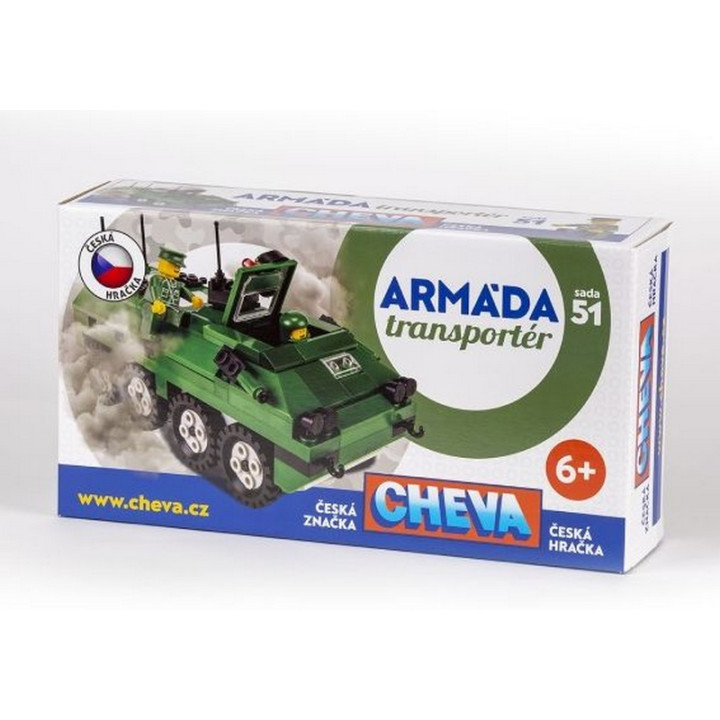 Stavebnice Cheva 51 Military Obrněný transportér plast 253ks v krabici 35x19x9cm