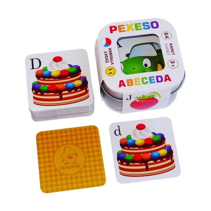 Hmaťák Pexeso Abeceda 64 karet v plechové krabičce