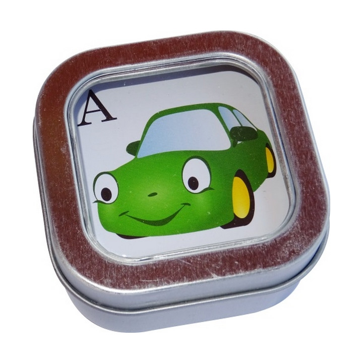 Hmaťák Pexeso Abeceda 64 karet v plechové krabičce