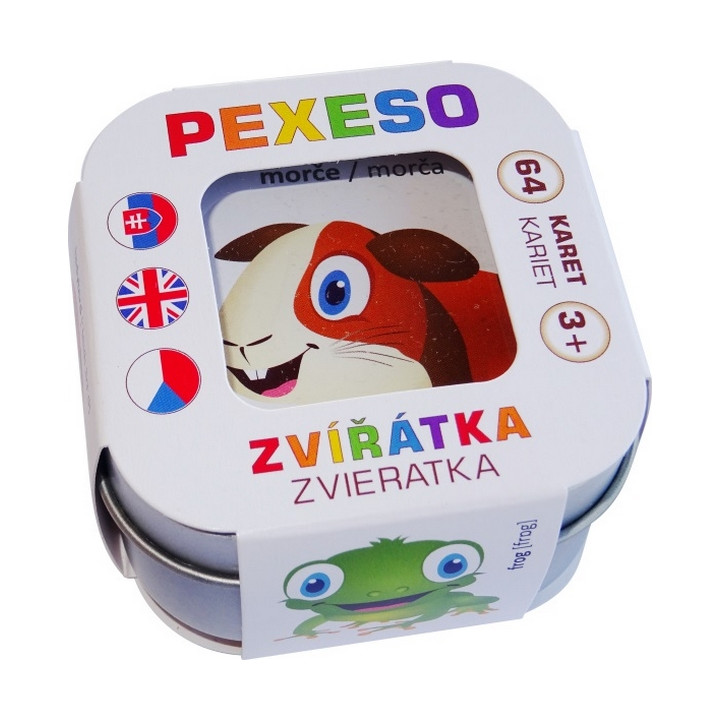 Hmaťák Pexeso Zvířátka 64 karet v plechové krabičce