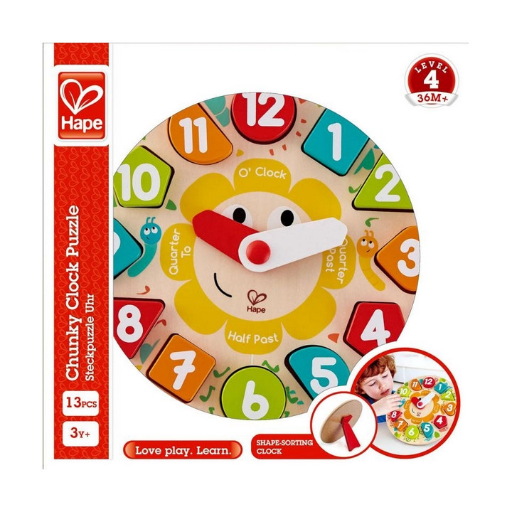Hape Dětské puzzle hodiny