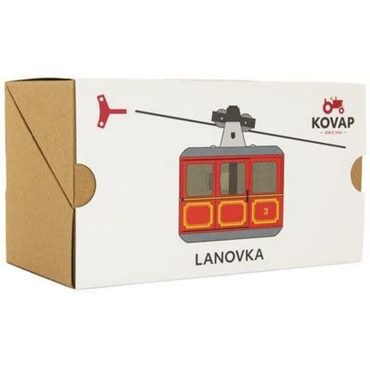 Lanovka červená na klíček kov 10x7,5cm v krabičce Kovap