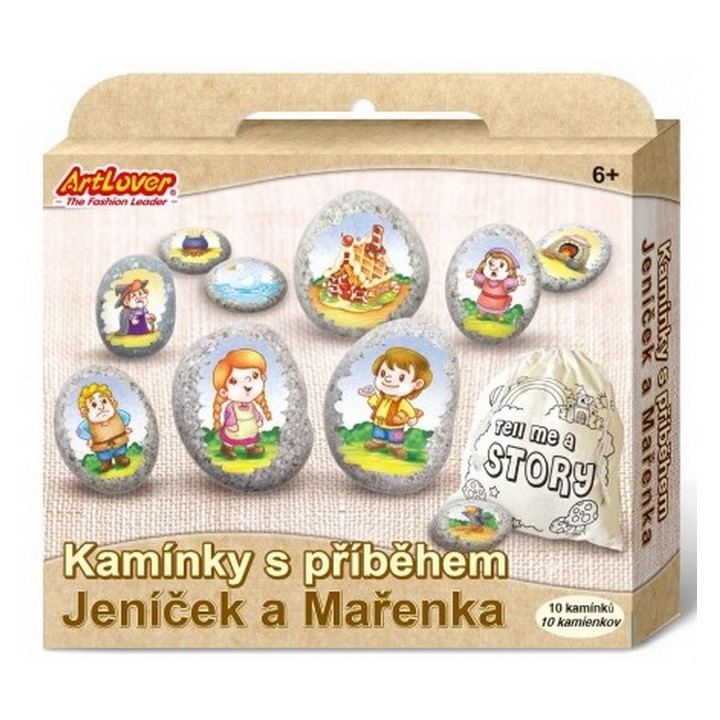 Malování na oblázky/kameny s příběhem Jeníček a Mařenka