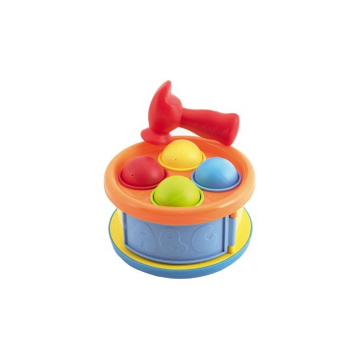 Zatloukačka/Bubínek 17cm 2v1 plast s kladívkem s míčky 4ks