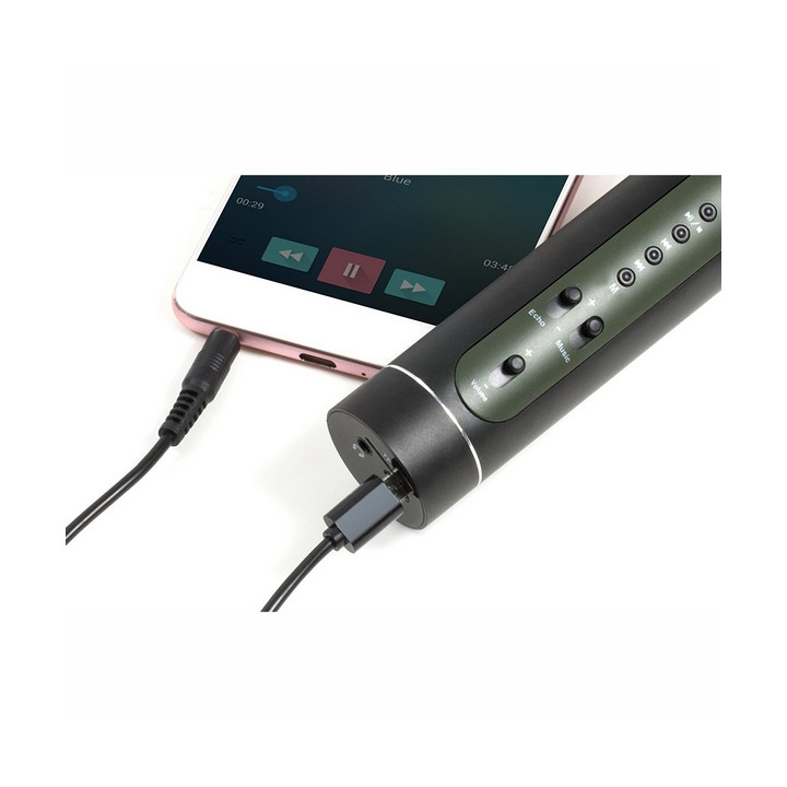 Mikrofon Karaoke Bluetooth černý na baterie s USB