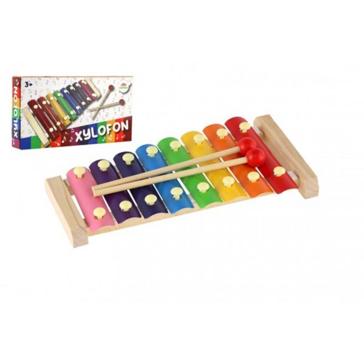 Xylofon dřevo/kov 24cm s paličkami