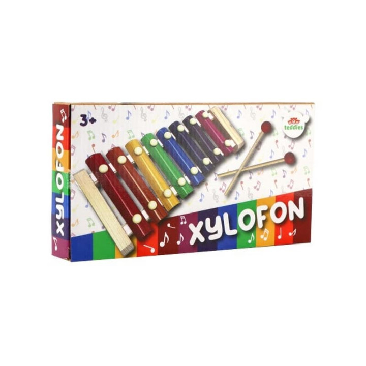 Xylofon dřevo/kov 24cm s paličkami