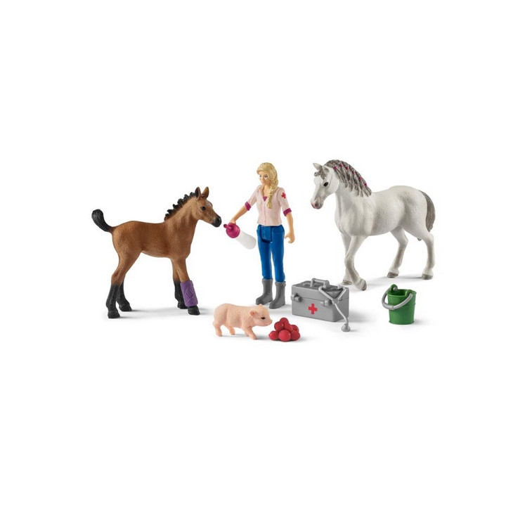 Schleich 42486 Návštěva lékaře u klisny a hříběte