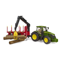 Bruder 3154 traktor John Deere 7R 350 se zadním přívěsem a 4 kládami
