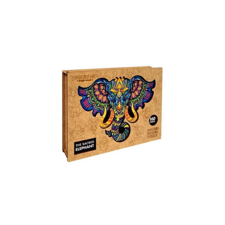 DŘEVĚNÉ BAREVNÉ PUZZLE - Posvátný Slon