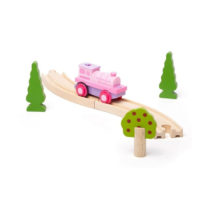 Bigjigs Rail Elektrická lokomotiva Silná růžovka