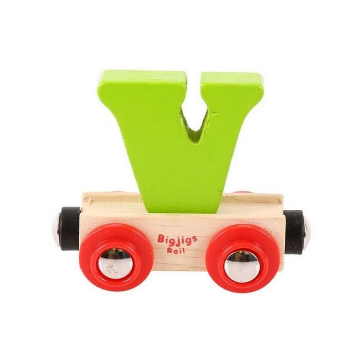 Bigjigs Rail Vagónek dřevěné vláčkodráhy - Písmeno V
