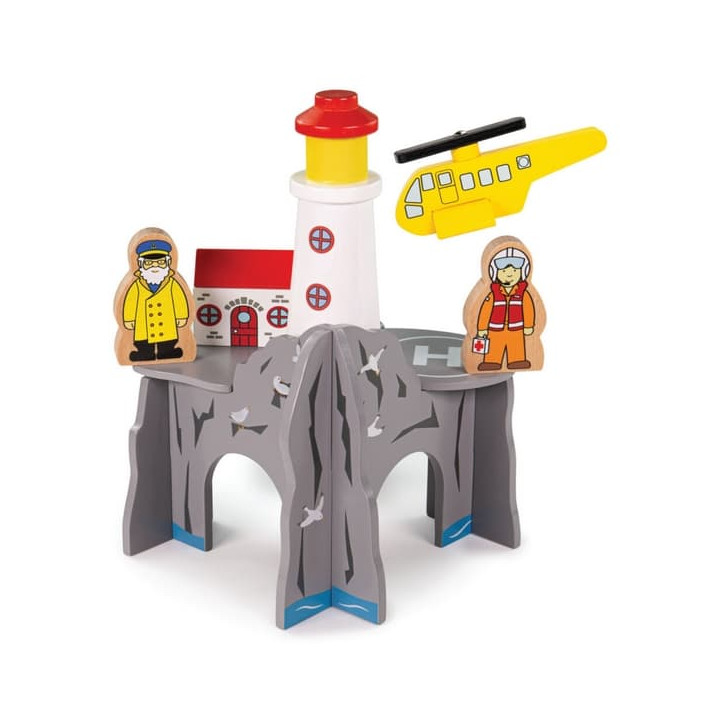 Bigjigs Rail Tunel s majákem a heliportem