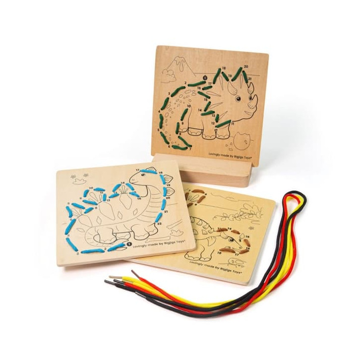 Bigjigs Toys Provlékání podle čísel Dinosauři