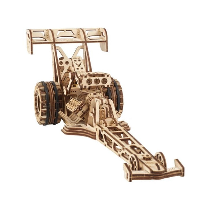 Ugears 3D dřevěné mechanické puzzle Závodní auto (dragster)