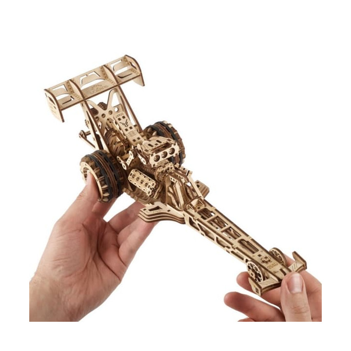 Ugears 3D dřevěné mechanické puzzle Závodní auto (dragster)