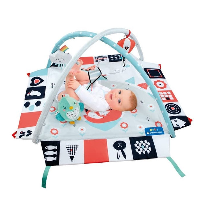 Clemmy baby - dětská hrací deka s hrazdou černo-bílá