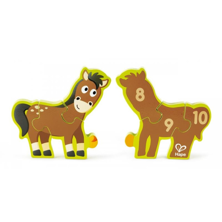 Hape Puzzle - Zvířátka a číslice, 10 dílků