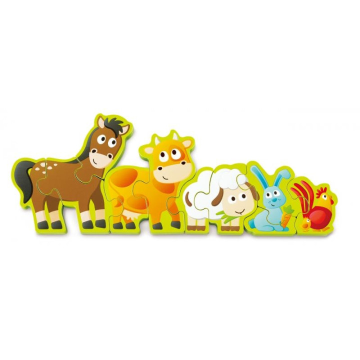 Hape Puzzle - Zvířátka a číslice, 10 dílků