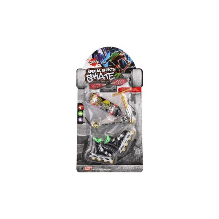 Sada skateboard, waveboard, brusle, koloběžka prstová plast
