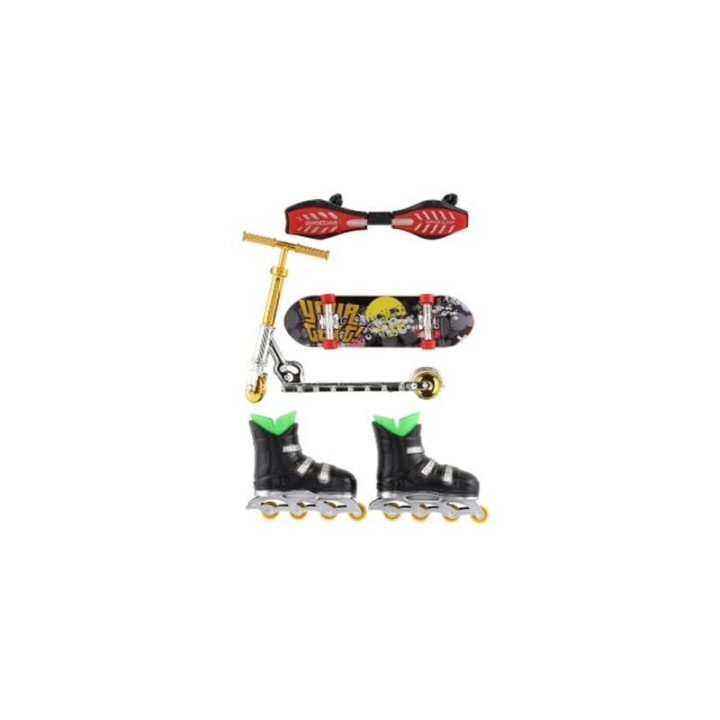 Sada skateboard, waveboard, brusle, koloběžka prstová plast