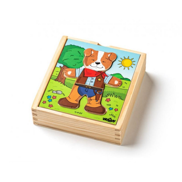 Puzzle Šněrovací šatní skříň Pejsek, 18 dílů