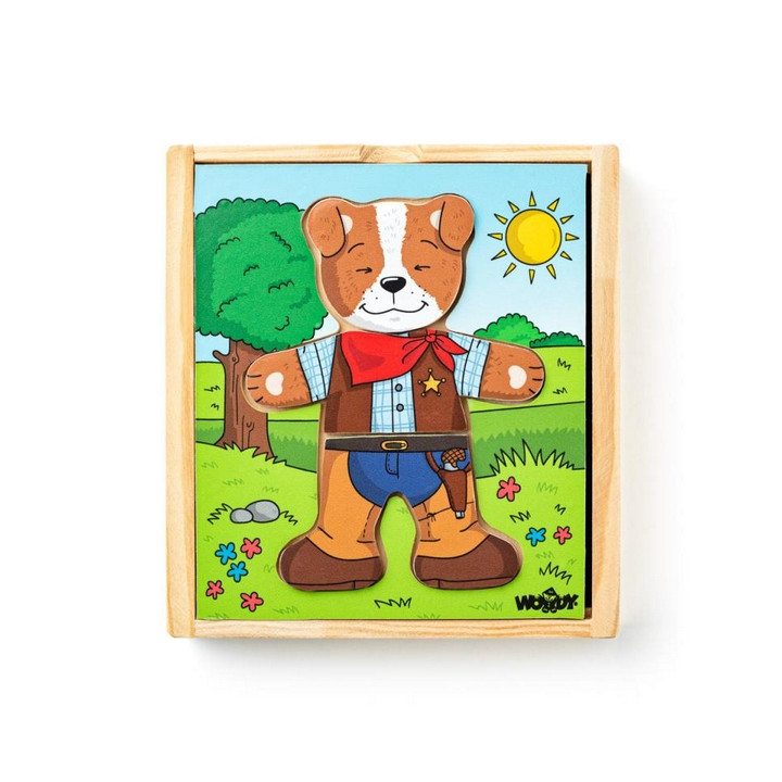 Puzzle Šněrovací šatní skříň Pejsek, 18 dílů