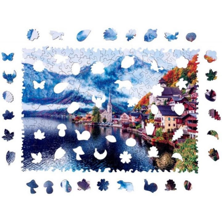 Dřevěné barevné puzzle - Halštatské jezero