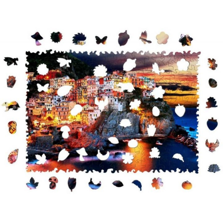 Dřevěné barevné puzzle - Manarola v Itálii