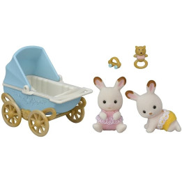 Sylvanian Families Dvojčata Chocolate králíků s kočárkem