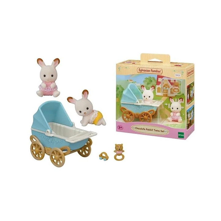 Sylvanian Families Dvojčata Chocolate králíků s kočárkem