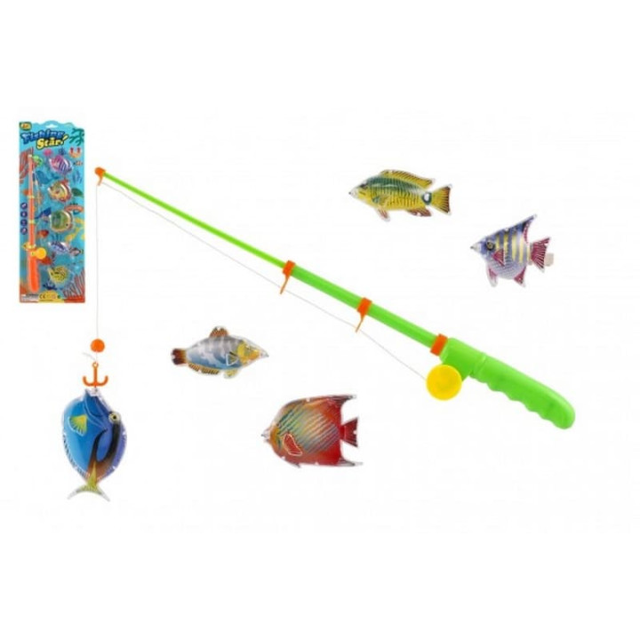 Hra ryby/rybář magnetická plast 5ks+prut plast 39cm