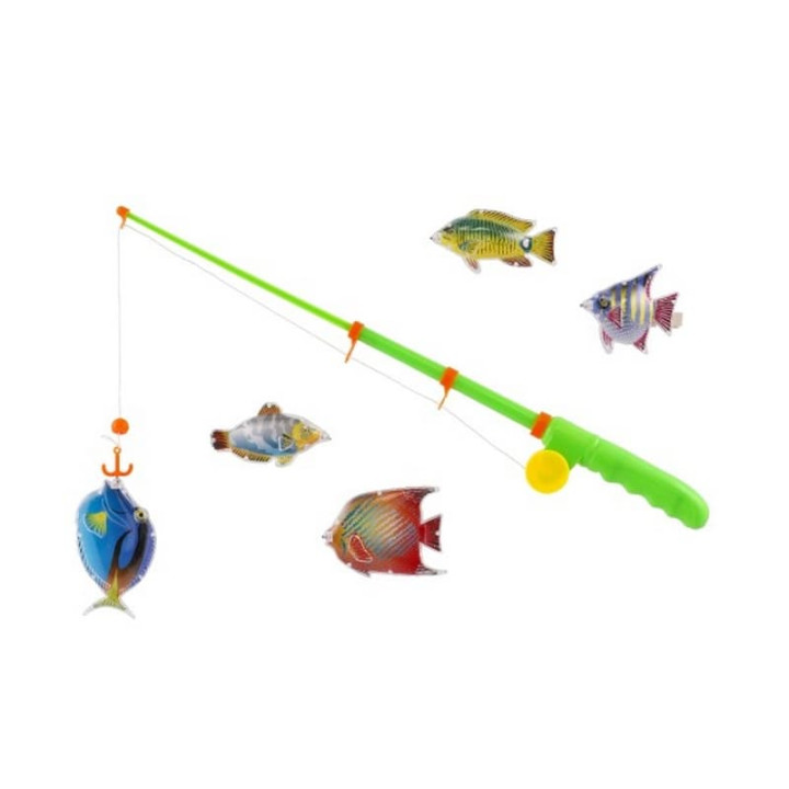 Hra ryby/rybář magnetická plast 5ks+prut plast 39cm