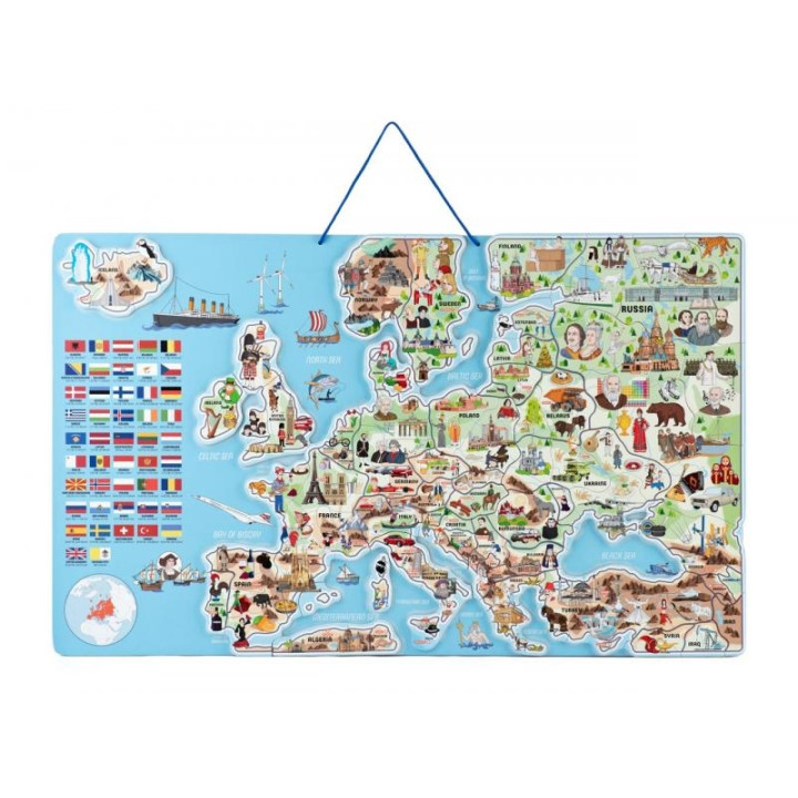Magnetická mapa EVROPY, společenská hra 3 v 1 v AJ