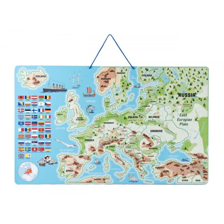 Magnetická mapa EVROPY, společenská hra 3 v 1 v AJ