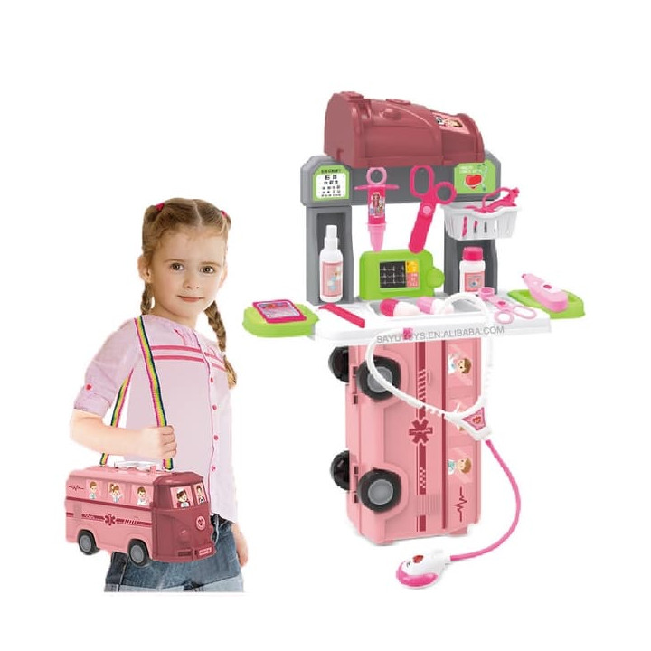 Bavytoy Lékařský set 3v1 bus růžový