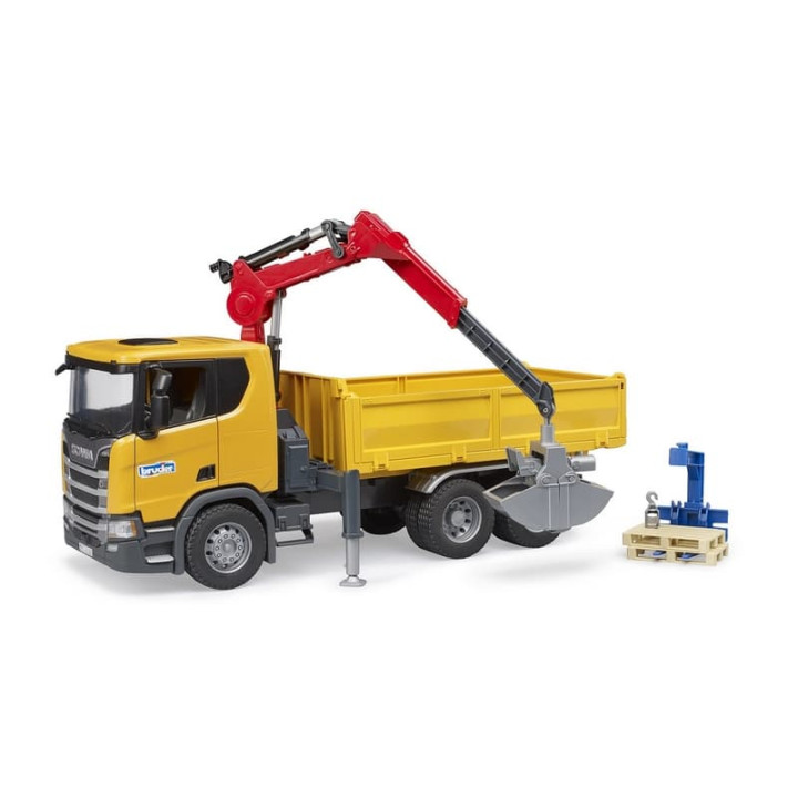 Bruder 3551 Stavební vůz Scania Super 560R s jeřábem a 2 paletami
