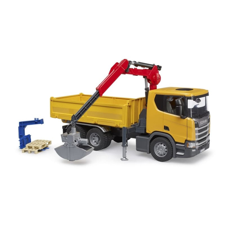 Bruder 3551 Stavební vůz Scania Super 560R s jeřábem a 2 paletami
