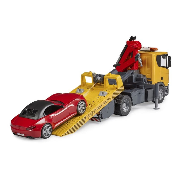 Bruder 3552 Odtahové vozidlo Scania Super 560R se světelným a zvukovým modulem a BRUDER Roadster