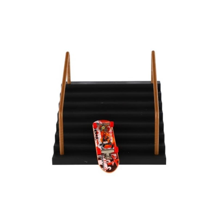 Skateboard prstový plast 9cm se schůdky a zábradlím na kartě